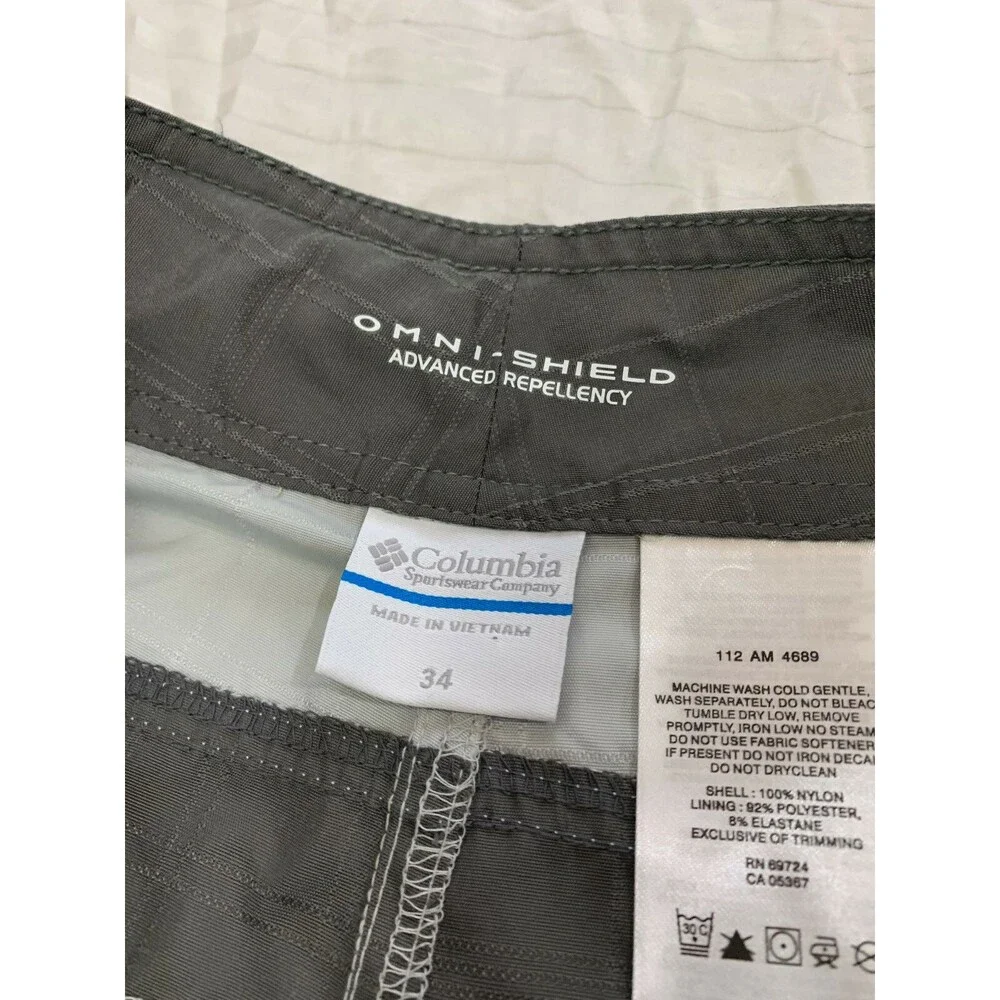 COLUMBIA OMNI SHADE CARGO SWIM UNLINED NYLON MENS SHORTS SIZE 34